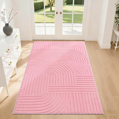 Pauwer 3x5 Washable Area Rugs for Living Room Modern Pink Solid Color Soft Fluffy Rugs for Bedroom Non Slip Boho Accent Indoor Mat Floor Carpet Cover for Kids Room Dining Room Kitchen Office, Pink