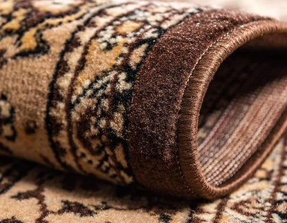 Unique Loom Reza Collection Traditional Persian Style Area Rug, 2 ft 2 in x 8 ft 2 in, Brown/Ivory