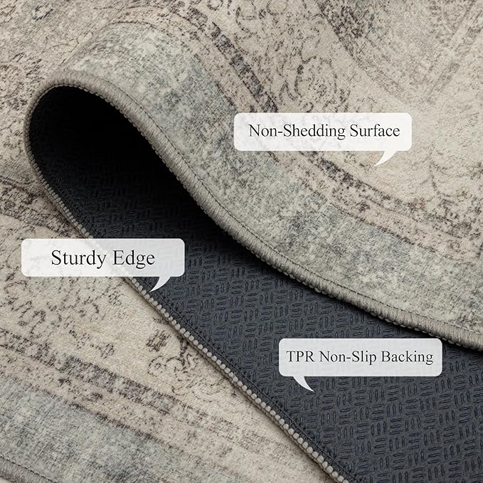 Area Rug Non Slip Machine Washable Ultra Soft Living Room/Bedroom/Kitchen/Outdoor/Classroom Gray, 8'×10'