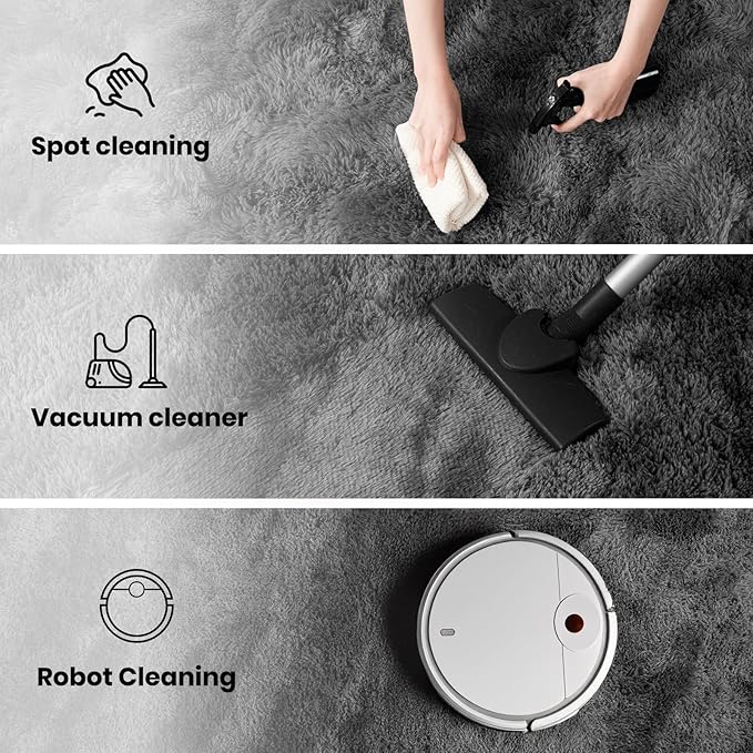 Zentavio Area Rugs for Living Room 6x9 Large Rugs for Bedroom Carpet Fluffy Fuzzy Soft Shag Aesthetic Plush High Pile Gray Throw Rug for Nursery Kids Room Dorm Marble Grey