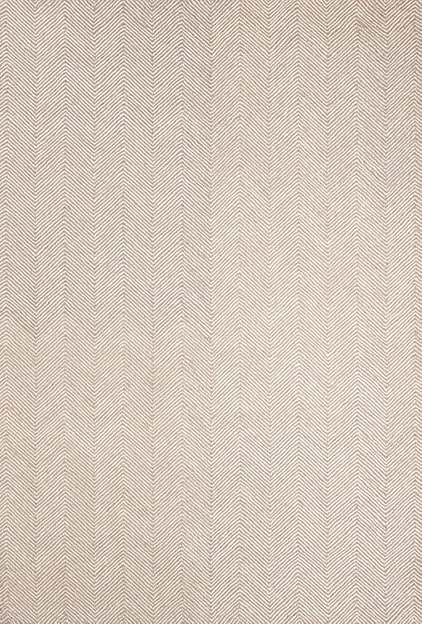 Modern Herringbone Chevron Collection Handcrafted Wool Area Rug - Durable, Zigzag Pattern, for High Traffic, Contemporary Design for Living Room, Bedroom, Dining Room Decor (Sand Beige, 7' round)