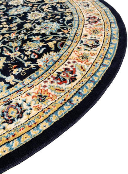 Unique Loom Sialk Hill Collection Area Rug - Washington (7' 10" Round Navy Blue/Cream)