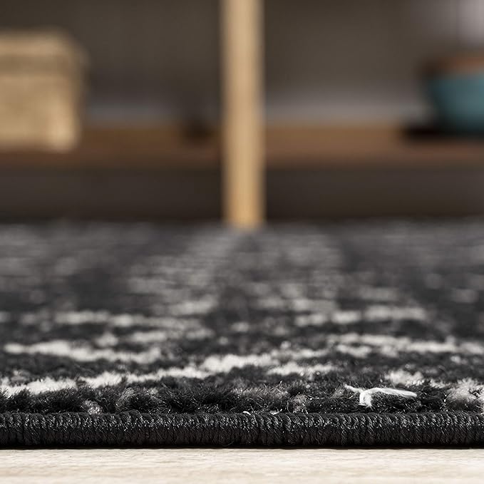 JONATHAN Y Boho Vintage Diamond Black/Ivory Square Area Rug 8X8 ft, Moroccan Hype for Living Room, Bedroom, Kitchen, Office, Easy-Cleaning, High Traffic, Pet-Friendly, Non-Shedding (MOH101D-8SQ)