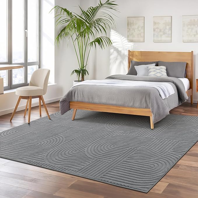 Pauwer 6x9 Washable Area Rugs for Living Room Modern Grey Solid Color Soft Fluffy Rugs for Bedroom Non Slip Boho Accent Indoor Mat Floor Carpet Cover for Kids Room Dining Room Kitchen Office