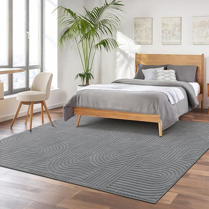Pauwer 6x9 Washable Area Rugs for Living Room Modern Grey Solid Color Soft Fluffy Rugs for Bedroom Non Slip Boho Accent Indoor Mat Floor Carpet Cover for Kids Room Dining Room Kitchen Office