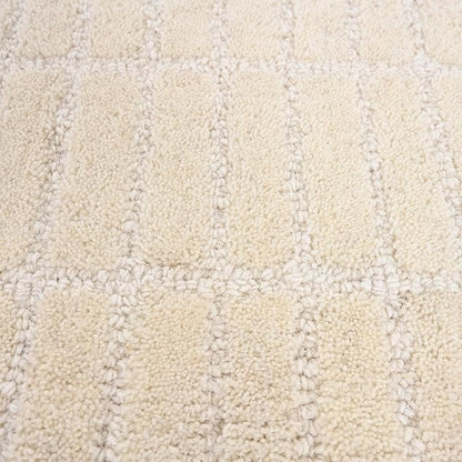 Hand-Tufted 100% Wool Area Rug – Unique Modern Geometric Grid Pattern, Soft Plush Textured Carpet for Living Room, Bedroom, Dining Room & Entryway (Beige, 5' x 8')