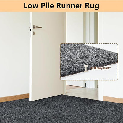 jxgzyy Heavy Duty Runner Rugs 2'11 x 9'10'', Non Slip Entrance Doormat, 0.25” Thickness Indoor Outdoor Carpet Runner with Rubber Backing, Waterproof Floor Mat for Hallway Laundry Patio, Grey