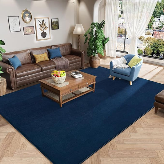 Amearea Large Modern Area Rugs for Bedroom Living Room, 5x8 Feet Navy Blue Thickened Memory Foam Rug, Fluffy Indoor Washable Rugs Non Slip Minimalist Carpet for Boys Girls Dorm Nursery Room Decor
