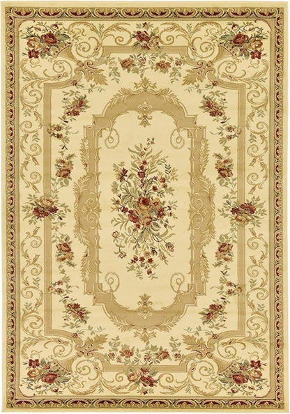 Rugs.com Chateau Collection Rug – 7' x 10' Cream Medium Rug Perfect for Bedrooms, Dining Rooms, Living Rooms