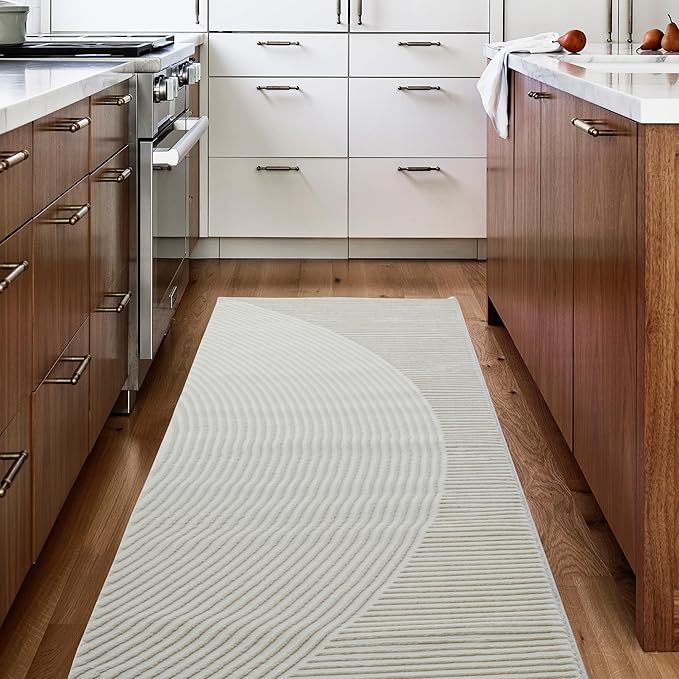 Revival Rugs Record 2'7"x9' Machine Washable Runner Rug for Hallway Entryway - 100% Recycled Oeko-TEX Certified, Medium Pile, Beige, Cream