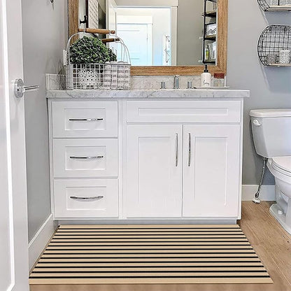 KOZYFLY Brown and Black Striped Porch Rug 2x4.3 Ft Washable Outdoor Rug Farmhouse Outdoor Doormats Front Door Rugs Striped Runner Rugs for Front Door Kitchen Hallway Bedroom Laundry Room