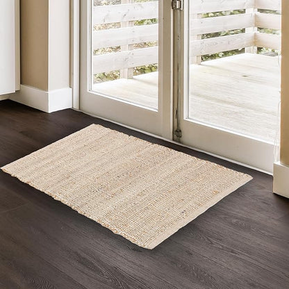 REDEARTH · Jute Cotton Area Rug - 2'x3' Rectangular Rug, Sustainable Handwoven, Non-Shedding, Soft & Durable – Reversible, Neutral Tones for Home Décor in Living Room, Dining Room, Bedroom, Set of 2