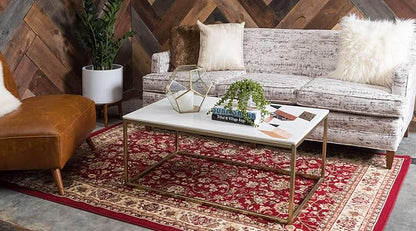 Unique Loom Sialk Hill Collection Area Rug - Washington (7' 10" x 10' Rectangle Burgundy/Cream)