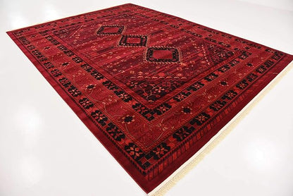 Unique Loom Tekke Collection Area Rug - Sheibani (9' x 12' Rectangle, Red/ Black)