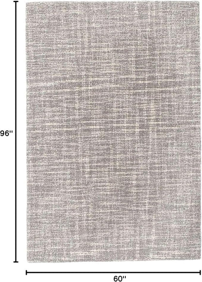 Dash and Albert Crosshatch Wool Area Rug - 5' x 8' Dove Grey Solid Hand Micro Hooked Accent Rug - Durable, High Traffic Areas Bedroom, Hallway, Stairs