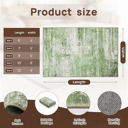 Abstract 8x10 Area Rug for Living Room Dining Room Home Office Bedroom Sage Green