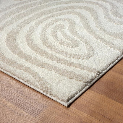 LUXE WEAVERS Geometric Swirl Cream 6x9 Area Rug High Low Modern Carpet