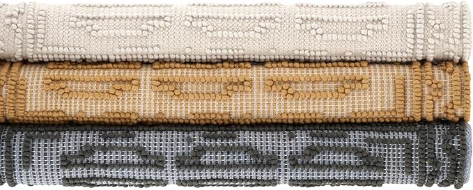 Dash and Albert Campbell Iron Handwoven Wool Rug, 2 X 3 Feet, Neutral/Grey Geometric Pattern - Premium Luxury Hotel Quality Soft Breathable Hypoallergenic Machine Washable Easy Care All Season