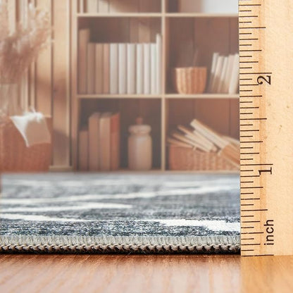 ReaLife Rugs Machine Washable Area Rug Runner - Living Room Bedroom Bathroom Kitchen Entryway Office - Padded Low Pile Stain Resistant Premium - Moroccan Diamond Tribal - Jax - Gray 2'6" x 10'