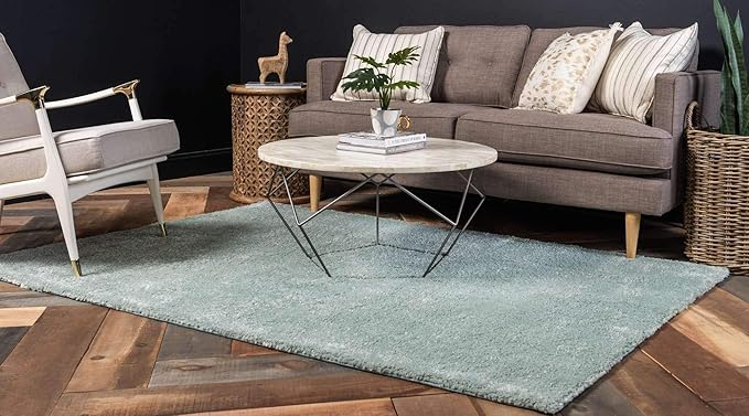 Unique Loom Solo Collection Area Rug - Calabasas (5' 3" x 7' 7" Rectangle, Light Blue)