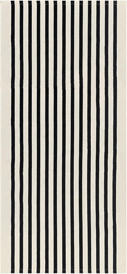 KOZYFLY Black and Beige Striped Porch Rug 2x4.3 Ft Washable Outdoor Rug Farmhouse Outdoor Doormats Front Door Striped Runner Rug for Front Door Kitchen Hallway Bedroom Laundry Room