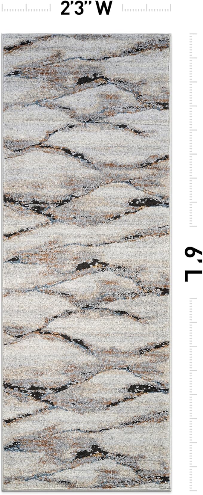 Rugshop Contemporary Gray Striated Area Rug Durable, Kid & Pet Friendly 2' 3" x 6' Runner Ideal for Hallway, Kitchen, Entryway, or Behind The Sofa