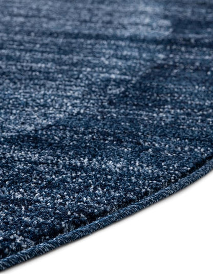 Rugs.com Angelica Collection Rug – 4 Ft Round Navy Blue Medium-Pile Rug Perfect for Kitchens, Dining Rooms