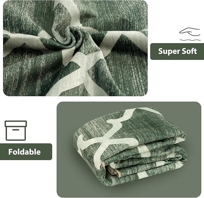 Area Rug 2x6, Moroccan Trellis Print Carpet, Machine Washable Non-Slip Rugs for Living Room, Bedroom, Dining Room & Entryway, Green