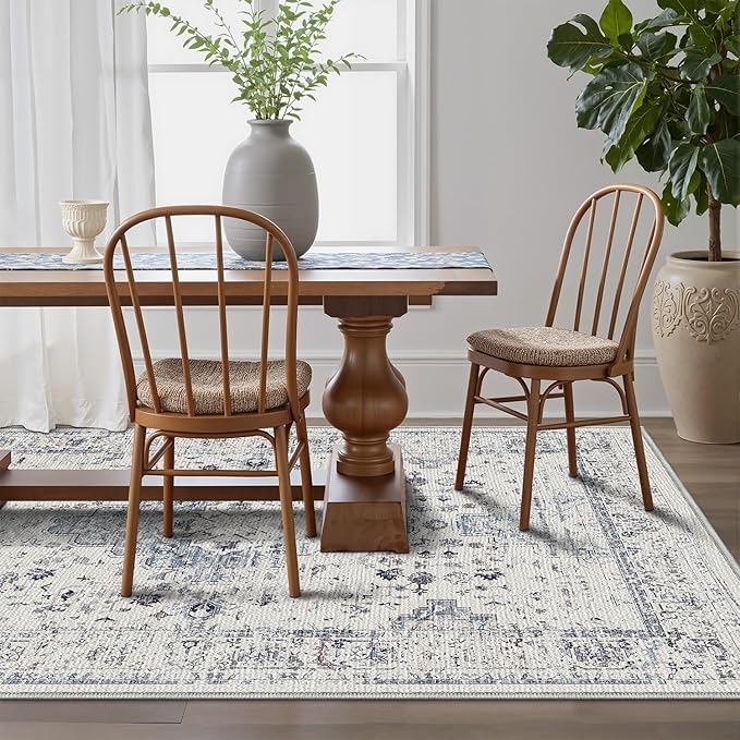 LUMI 5x8 Washable Area Rug for Living Room, Ultra Soft Traditional Rugs Non Slip with Rubber Backing, Low Profile, High Traffic, Stain Resistant Carpets, Ideal for Bedroom, Dining Room, Indoor