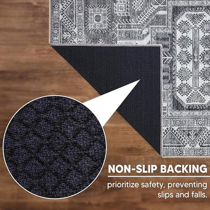 Keen Home Design 9x12 Rug - Machine Washable Area Rug with Non-Slip Backing, Ideal for Living Room, Dining Room, Bedroom - Vintage, Easy Clean, Durable, Low Pile - (9' x 12')