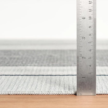 Dash & Albert Gunner Stripe Machine Washable Rug, 7.5 X 9.5 Feet, Grey Stripe Pattern - Premium Luxury Hotel Quality Soft Breathable Hypoallergenic Machine Washable Easy Care All Season Comfortable
