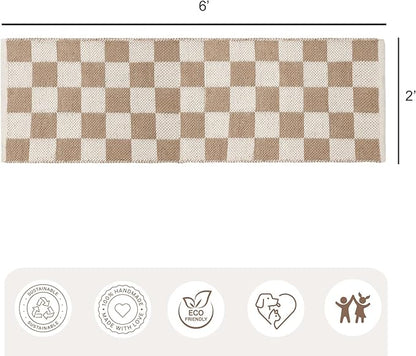 REDEARTH · Jute Cotton Area Rug - 2'x6' Rectangular Rug, Sustainable Handwoven, Non-Shedding, Soft & Durable – Reversible, Neutral Tones for Home Décor in Living Room, Dining Room, Bedroom