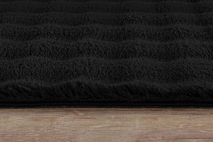 CAMILSON Modern Black Non Slip Door Mat Rug 2x3 Ultra Soft High Pile Entryway Rugs Non Skid Rubber Backing Durable & Easy to Clean Carpet for Kitchen Bathroom Indoor Use (2 x 3 Black)