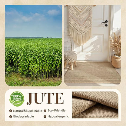 Jute Front Door Mat Indoor Entrance Indoor Door Mat Rugs for Entryway Entry Entrance Mats Inside Doormat Welcome Mats Boho 17"x42"