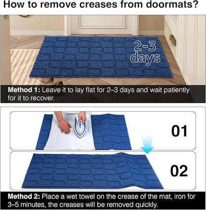 Large Front Door Mat Outside Entrance, Outdoor Indoor Door Mats for Entryway, Entrance, Entry, Patio, Waterproof Non Slip Doormat, Low-Profile, 31.5" × 47“, Navy Blue