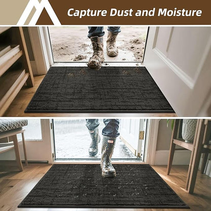 COSY HOMEER-Dirt-Trapper-Door-Mat 32"x48" Non-Slip Entryway Rugs Washable Welcome Mat Absorbent Entrance Mats Low Pile Dog Door Mats for Front Back Doomats and Wet Shoes,Dark Grey