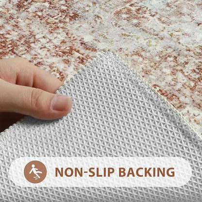 Uphome Orange Bath Mat, Distressed Farmhouse Boho Bathroom Rugs, Super Cozy Velvet Small Bathroom Mats, Non Slip Machine Washable Bathroom Floor Mat for Toilet Sink Shower, 18x26 inch