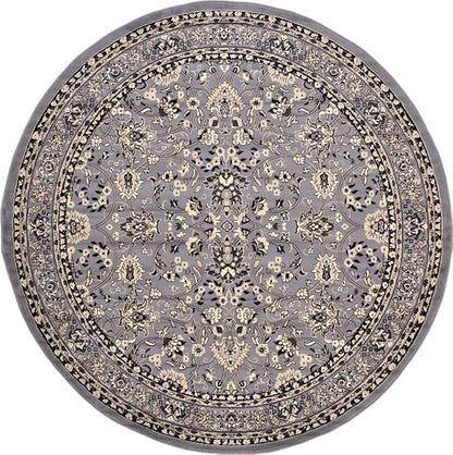 Unique Loom Sialk Hill Collection Area Rug - Washington (8' Round Gray/Black)