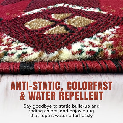YHSF South West Native American Area Rug C318 - Easy Clean, Thick, Soft, Durable Native Tribal American Indian Inspired Rug for Bedroom/Living Room and More - Red, 2 Feet x 3 Feet 4 Inches