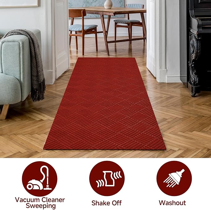 jxgzyy Christmas Door Mat Indoor Entrance, 3'11" x 2'8" Heavy Duty Red Carpet Runner, Non Slip Christmas Rug for Entryway, Patio, Garage, Holiday Decor, Party