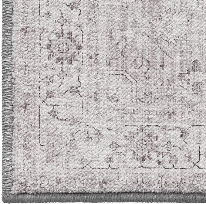 LUMI Washable 5x8 Area Rug for Living Room, Ultra Soft Vintage Rug with TPE Non Slip Backing, Stain Resistant, Low Profile Carpet High Traffic for Bedroom, Dining Room