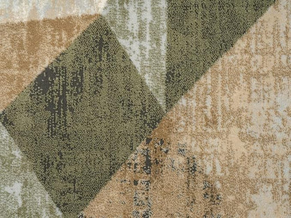 Abani Savoy Collection Area Rug - Green and Cream Geometric Design - 4'x6' - Easy to Clean - Durable for Kids and Pets - Non-Shedding - Medium Pile - Soft Feel - for Living Room, Bedroom, and Office