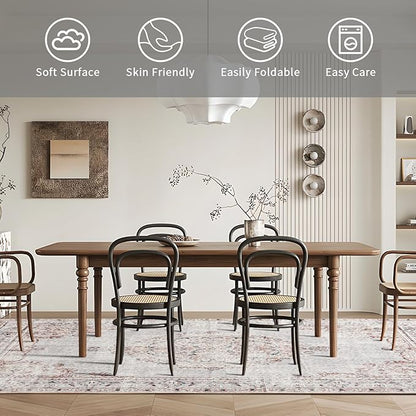 Easy-Going Area Rug 6x9 Washable Boho Rugs for Living Room Non-Slip Bedroom Rug Low Pile Lightweight Vintage Distressed Throw Rug for Dining Room Kitchen Home Office Carpet, Grey Brick