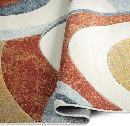Home Dynamix Tribeca Slade Contemporary Abstract Area Rug, Blue/Rust, 5'2"x7'2"