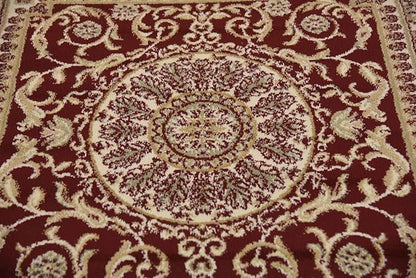 Unique Loom Versailles Collection Traditional Classic Medallion Floral Motif Area Rug (4' 0 x 4' 0 Square, Burgundy/ Ivory)