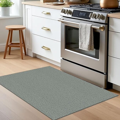 EARTHALL Washable Area Rug 2x3 Ft Non Slip Rugs for Entryway Braided Small Throw Rugs with Rubber Backing Door Mat Indoor Outdoor Entrance Rug for Kitchen Foyer Front Door, Green/Grey