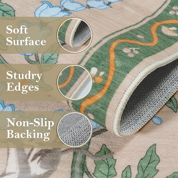 Collive 2x3 Small Rugs for Entryway, Green Washable Jungle Animal Kitchen Rugs for Bathroom Non Slip Indoor Door Mat, Soft Ultra-Thin Throw Carpet for Bedroom Entry Home Decor