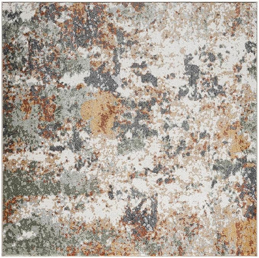 Keen Home Design Area Rugs - 8ft Round Non-Shedding, Abstract Rugs for Kitchen, Living Room, Bedroom, Dining Room, Entryway - Size: 7'10" Square, Multi