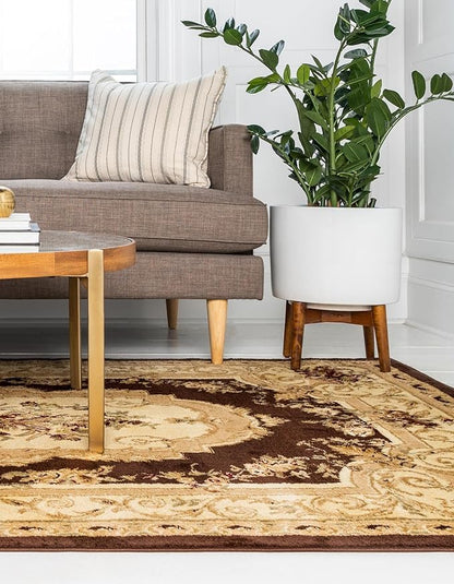 Rugs.com Chateau Collection Rug – 5' x 8' Brown Medium Rug Perfect for Bedrooms, Dining Rooms, Living Rooms