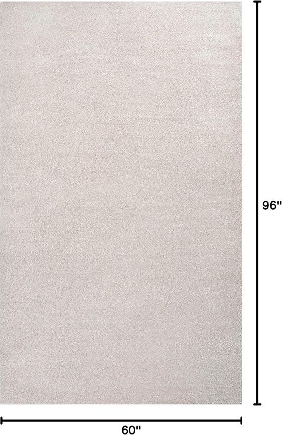 Eyely UES100D-5 Supersoft Haze Solid Low-Pile Indoor Area Rug Casual;Contemporary;Solid;Traditional, Bedroom, Kitchen, Living Room, Easy-Cleaning, Non-Shedding, 5 X 8, Ivory